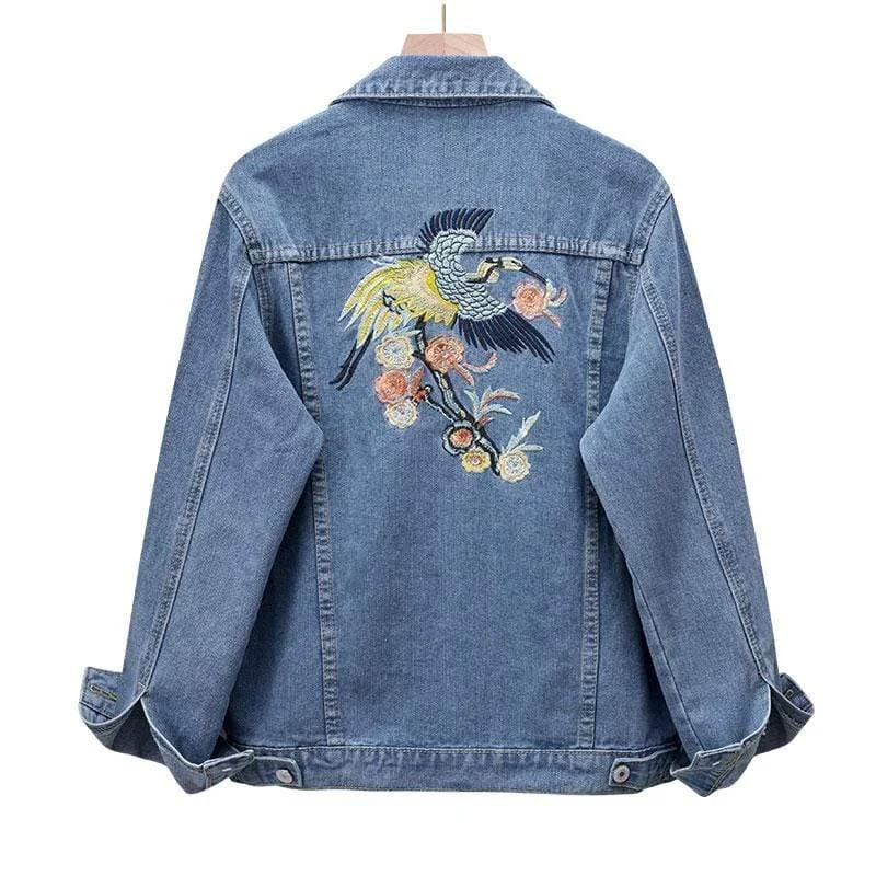 Kezia Crane Embroidery Denim Jacket - Glova