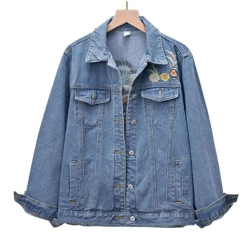 Kezia Crane Embroidery Denim Jacket - Glova