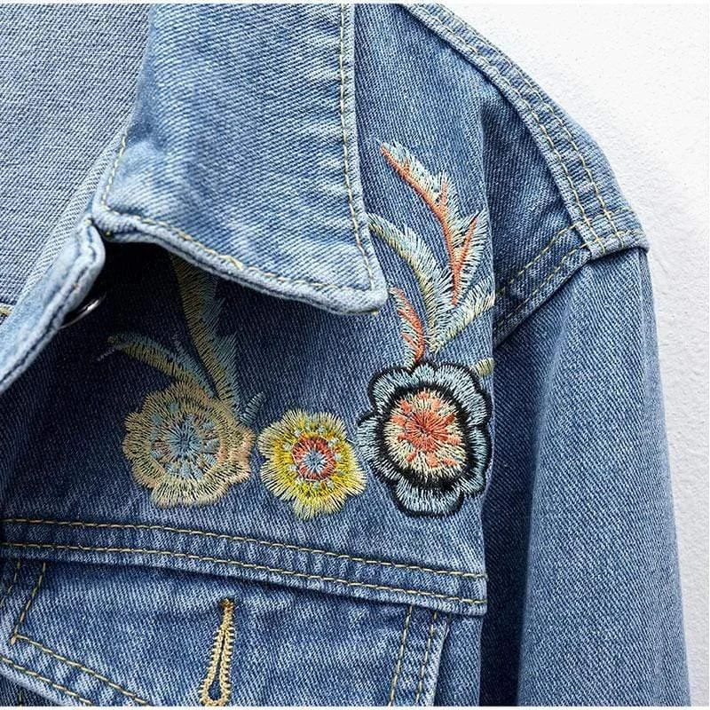 Kezia Crane Embroidery Denim Jacket - Glova