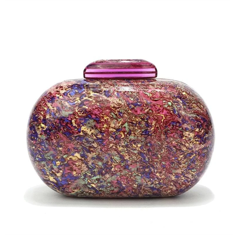 Kiju Purple Gemstone Resin Evening Clutch Bag - Glova