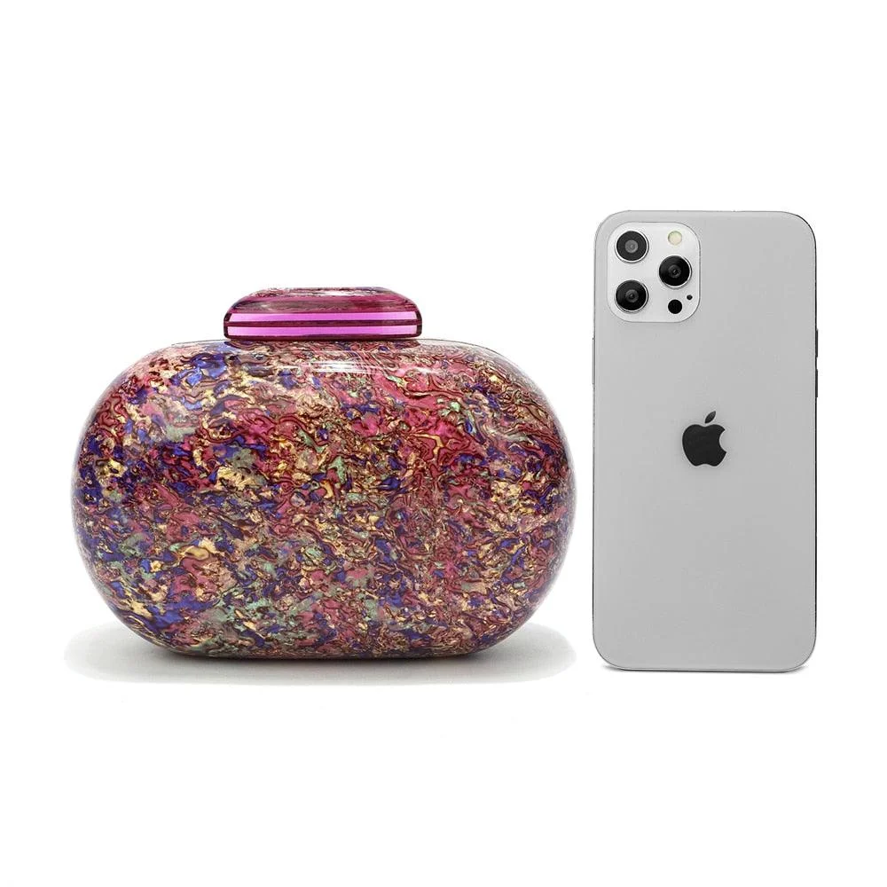 Kiju Purple Gemstone Resin Evening Clutch Bag - Glova