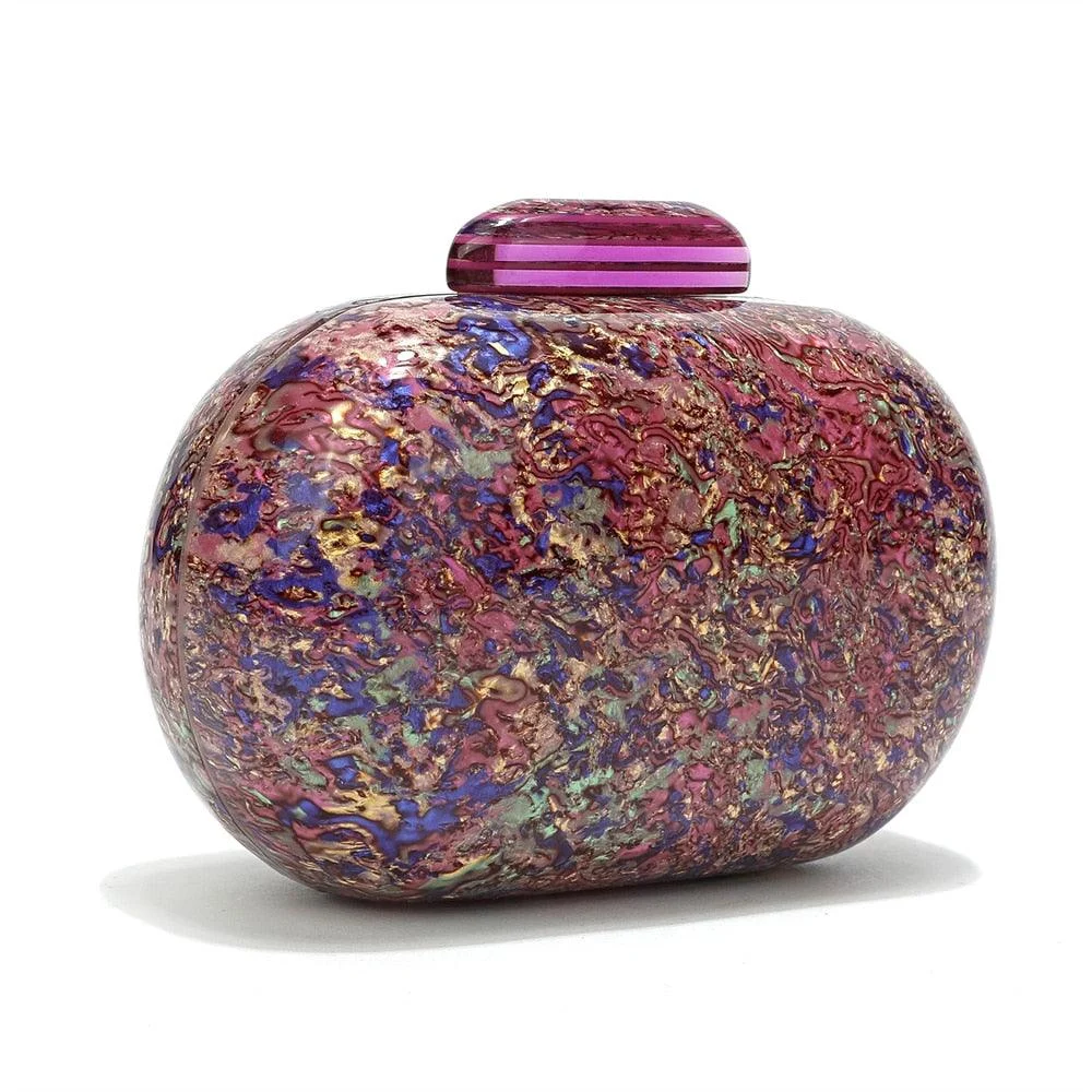 Kiju Purple Gemstone Resin Evening Clutch Bag - Glova