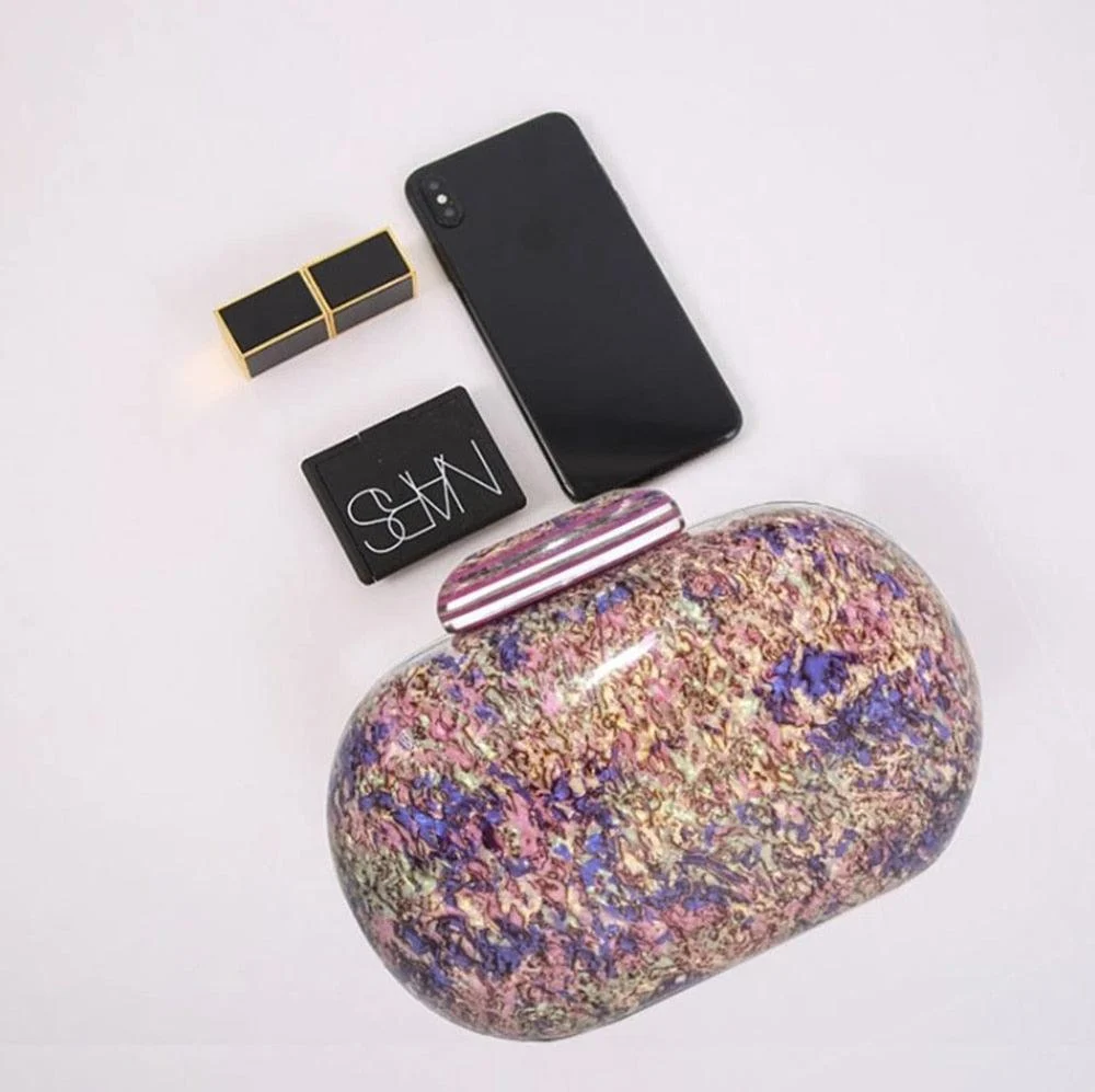 Kiju Purple Gemstone Resin Evening Clutch Bag - Glova