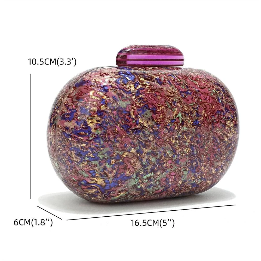 Kiju Purple Gemstone Resin Evening Clutch Bag - Glova