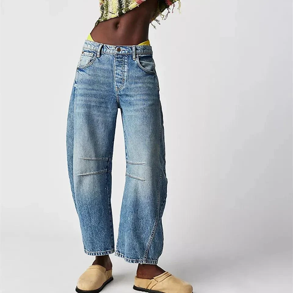 Killia Cropped Wide Leg Barrel Jeans - Glova