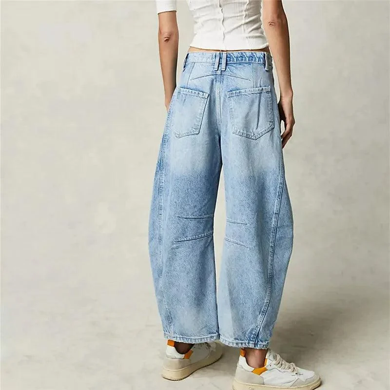 Killia Cropped Wide Leg Barrel Jeans - Glova