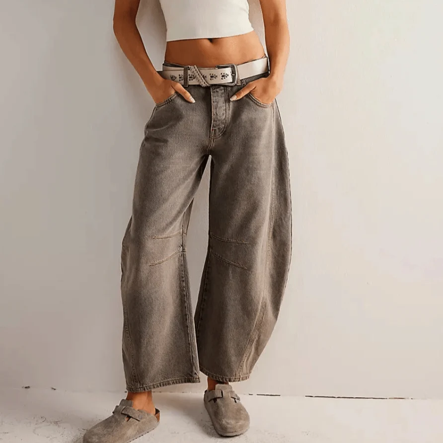 Killia Cropped Wide Leg Barrel Jeans - Glova