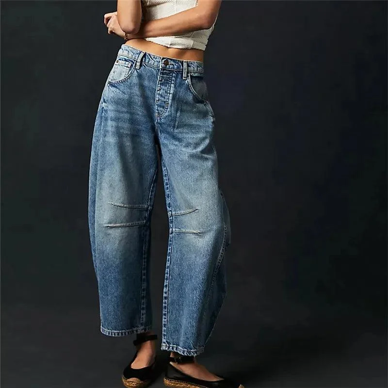 Killia Cropped Wide Leg Barrel Jeans - Glova