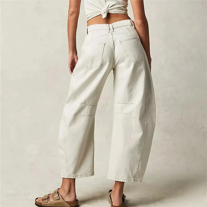 Killia Cropped Wide Leg Barrel Jeans - Glova