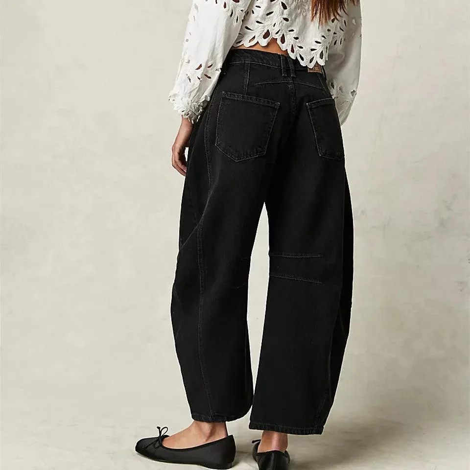 Killia Cropped Wide Leg Barrel Jeans - Glova