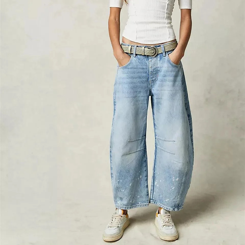 Killia Cropped Wide Leg Barrel Jeans - Glova