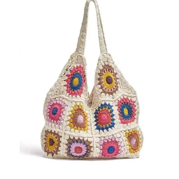 Knitted Floral Tote Bag - Glova