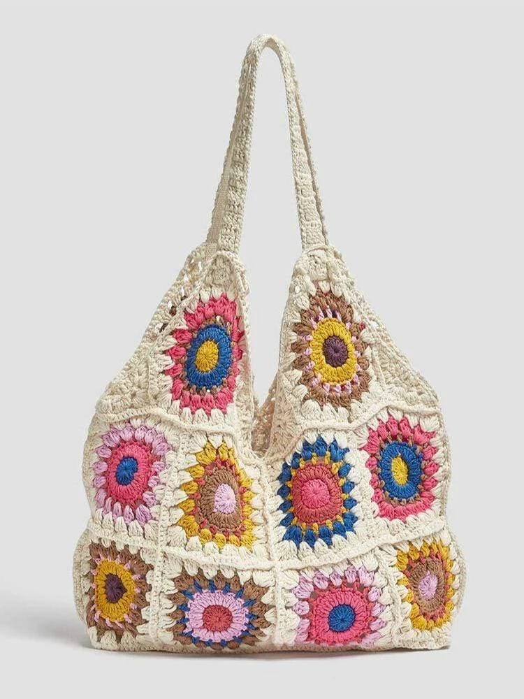 Knitted Floral Tote Bag - Glova