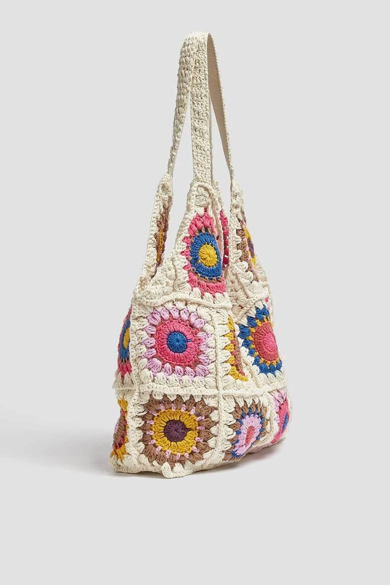 Knitted Floral Tote Bag - Glova