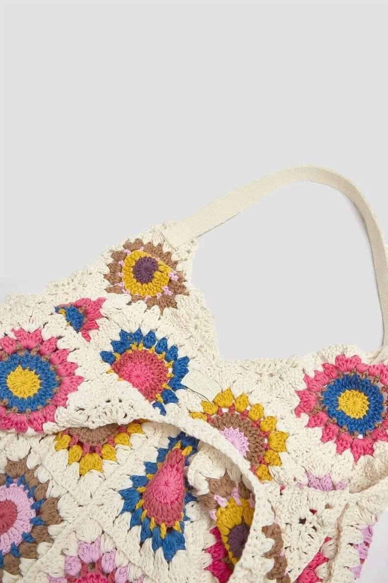 Knitted Floral Tote Bag - Glova