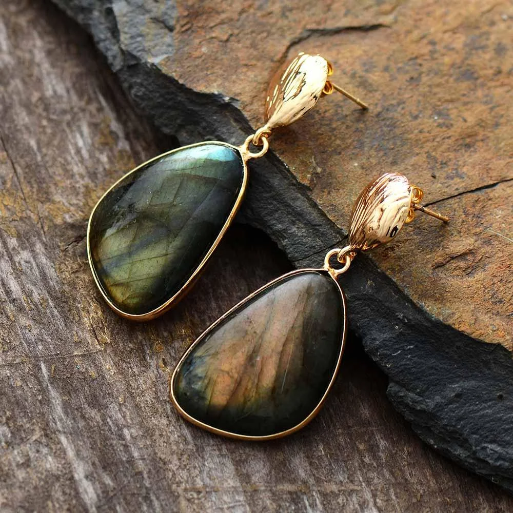 Labradorite Drop Earrings - Glova