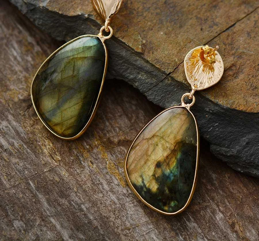 Labradorite Drop Earrings - Glova