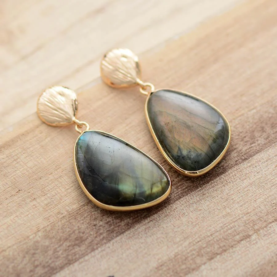 Labradorite Drop Earrings - Glova