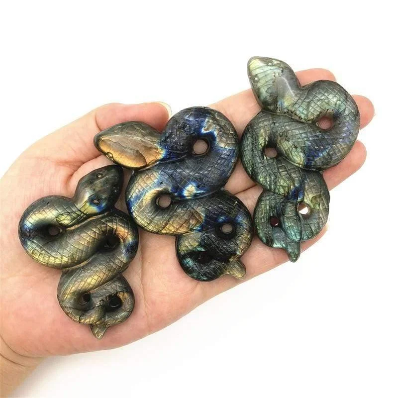 Labradorite Snake Carving - Glova