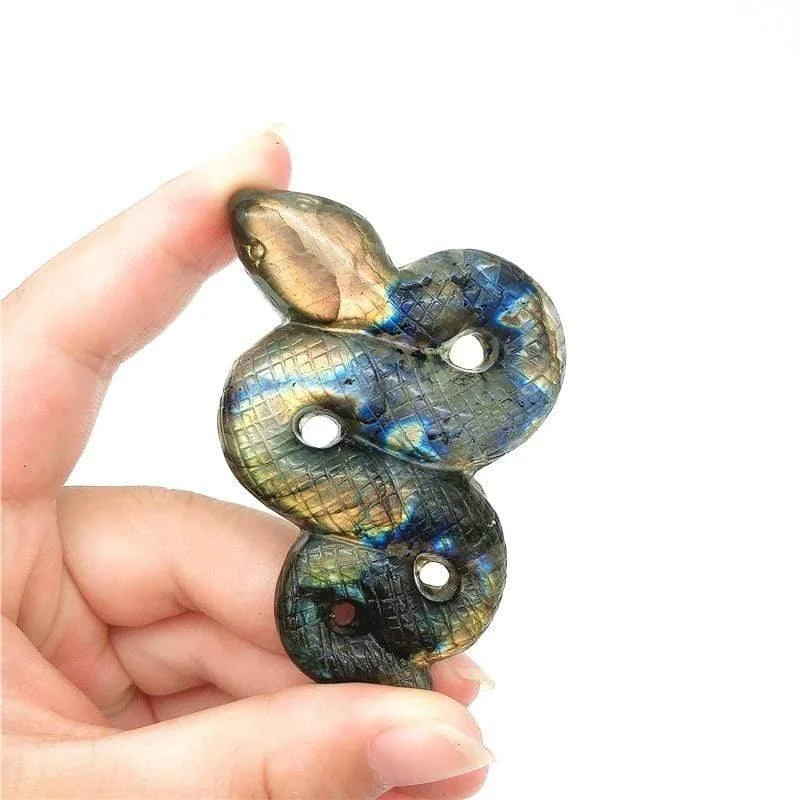 Labradorite Snake Carving - Glova