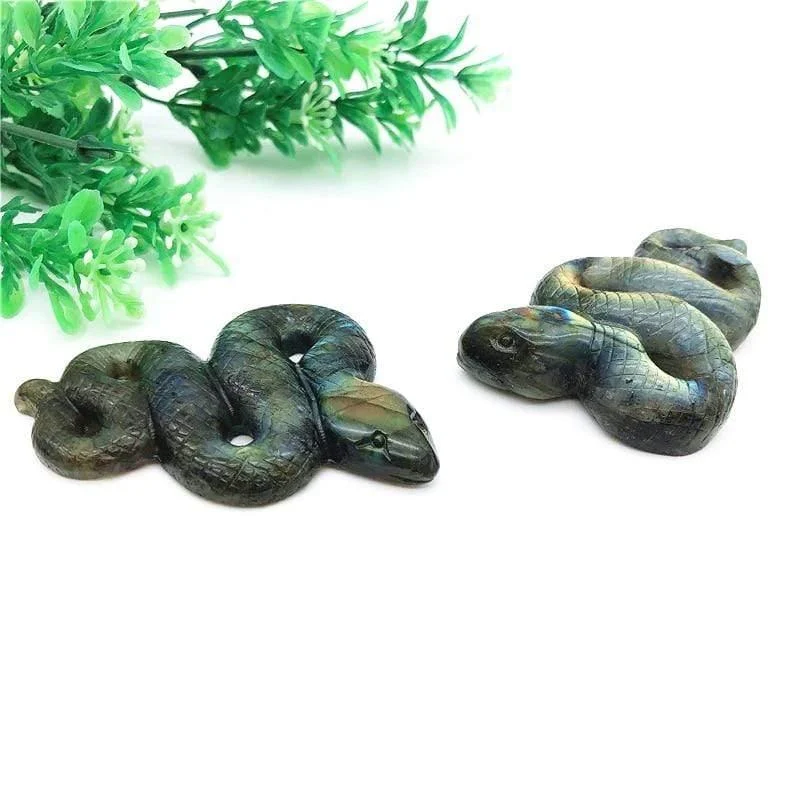 Labradorite Snake Carving - Glova