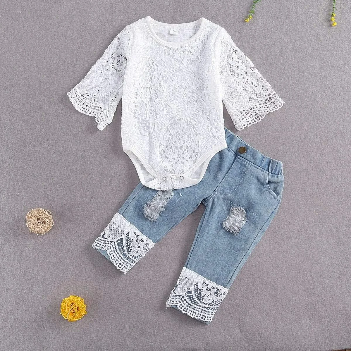 Lace and Denim Boho Baby Set - Glova