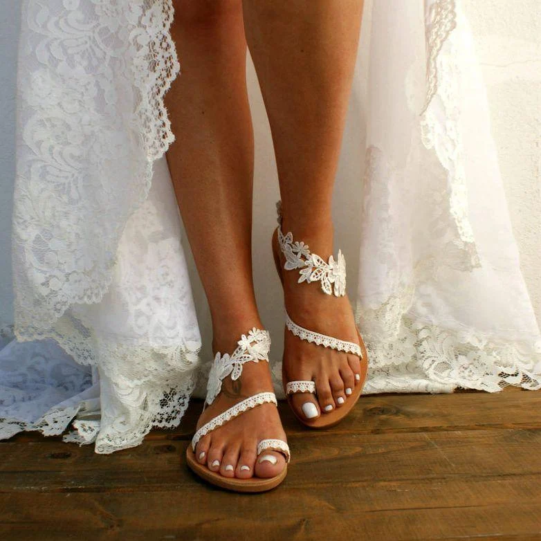 Lace Floral Sandals - Glova