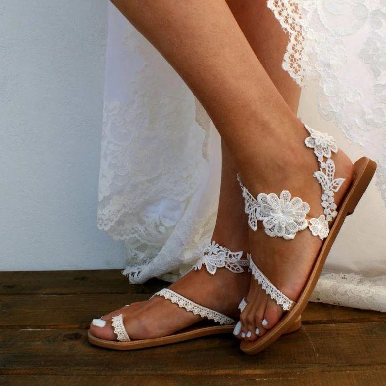 Lace Floral Sandals - Glova