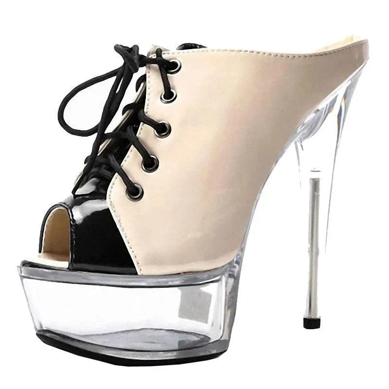 Lace up 6 inch Striptease Thin High Heels Shoes - Glova