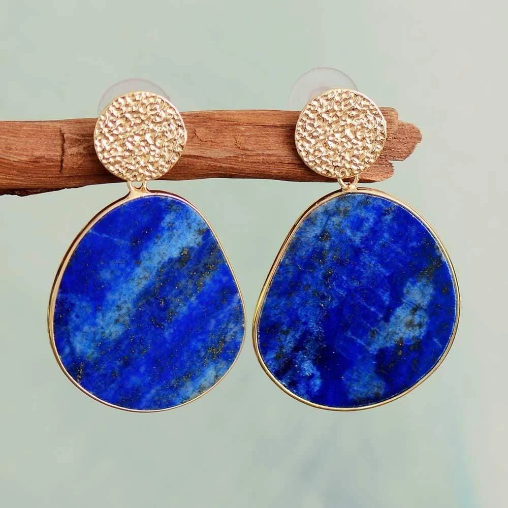 Lapis Luzuli/Tiger Eye Dangle Earrings - Glova