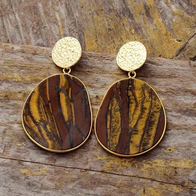 Lapis Luzuli/Tiger Eye Dangle Earrings - Glova