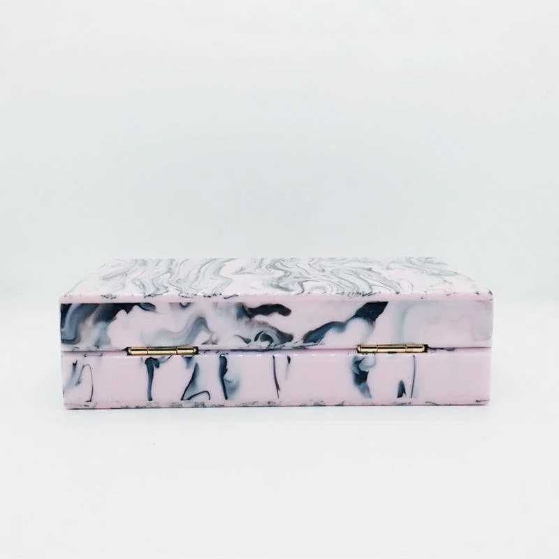 Lara Pink Marble Acrylic Evening Box Clutch - Glova