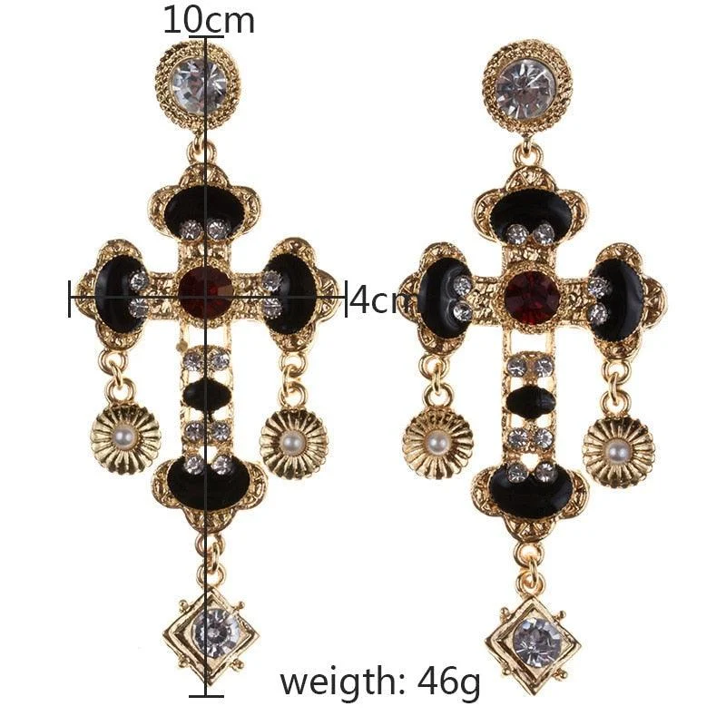 Larissa Baroque Bejewel Cross Earrings - 2 Styles - Glova