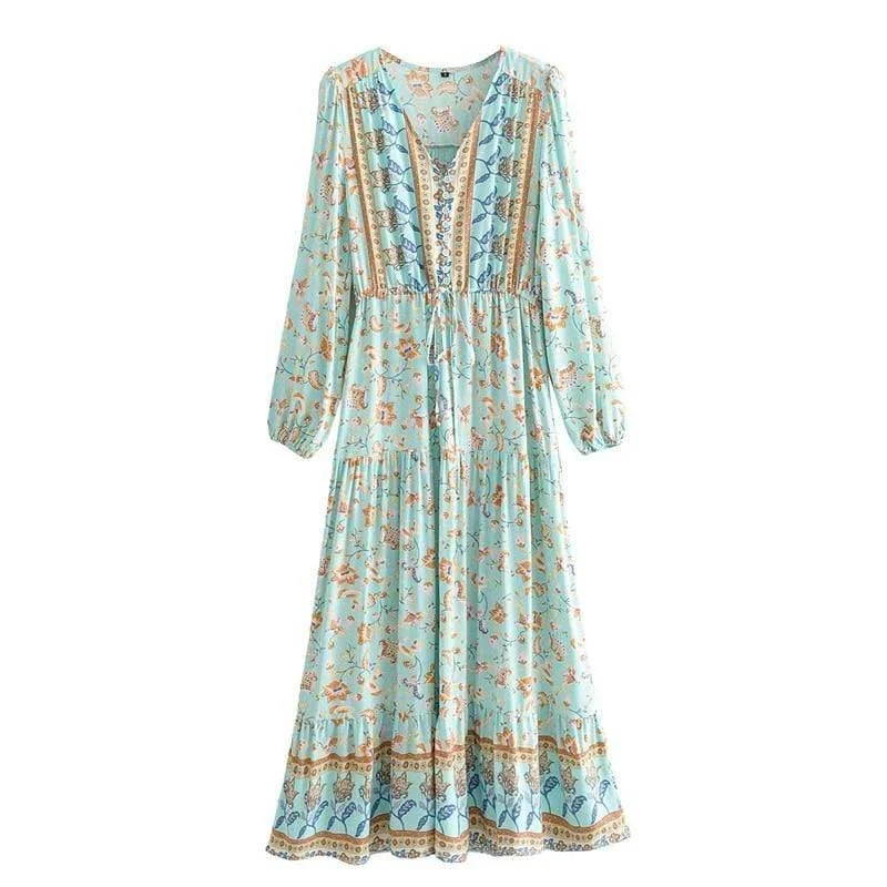 Laurentia Long Sleeve Boho Dress - Glova