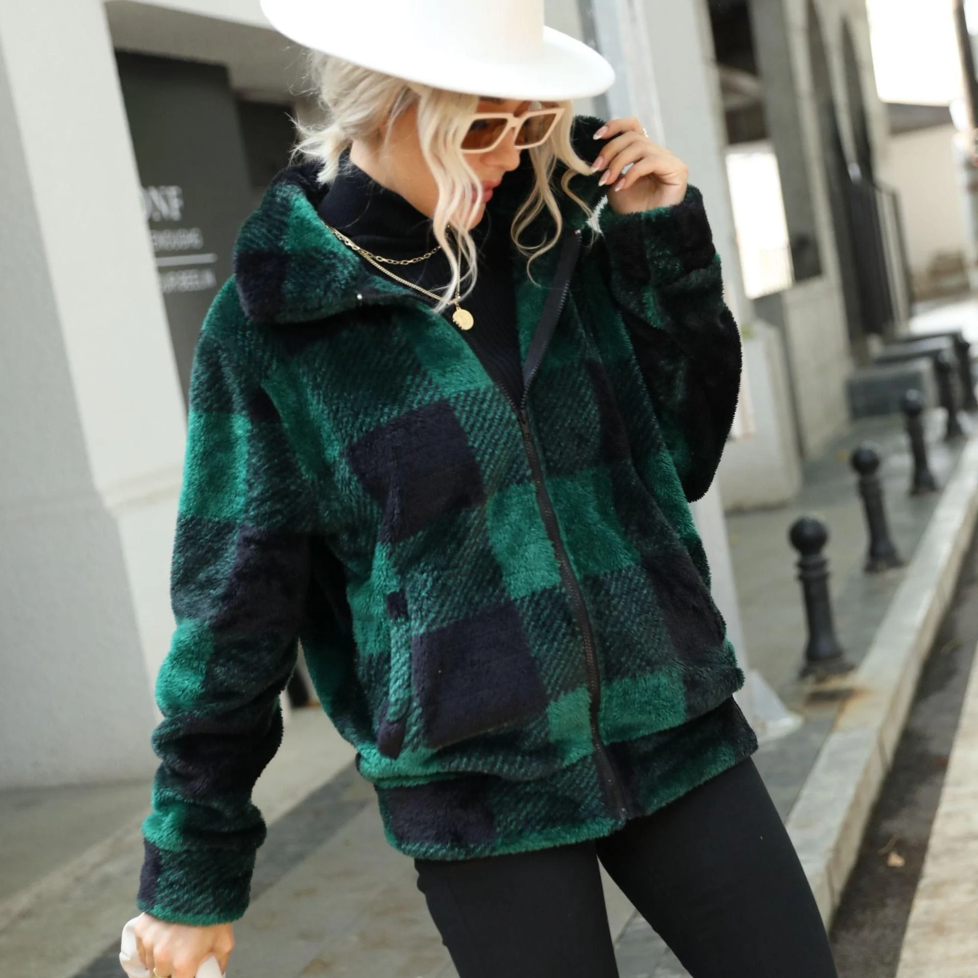 Léa Plaid Fleece Coat - Glova