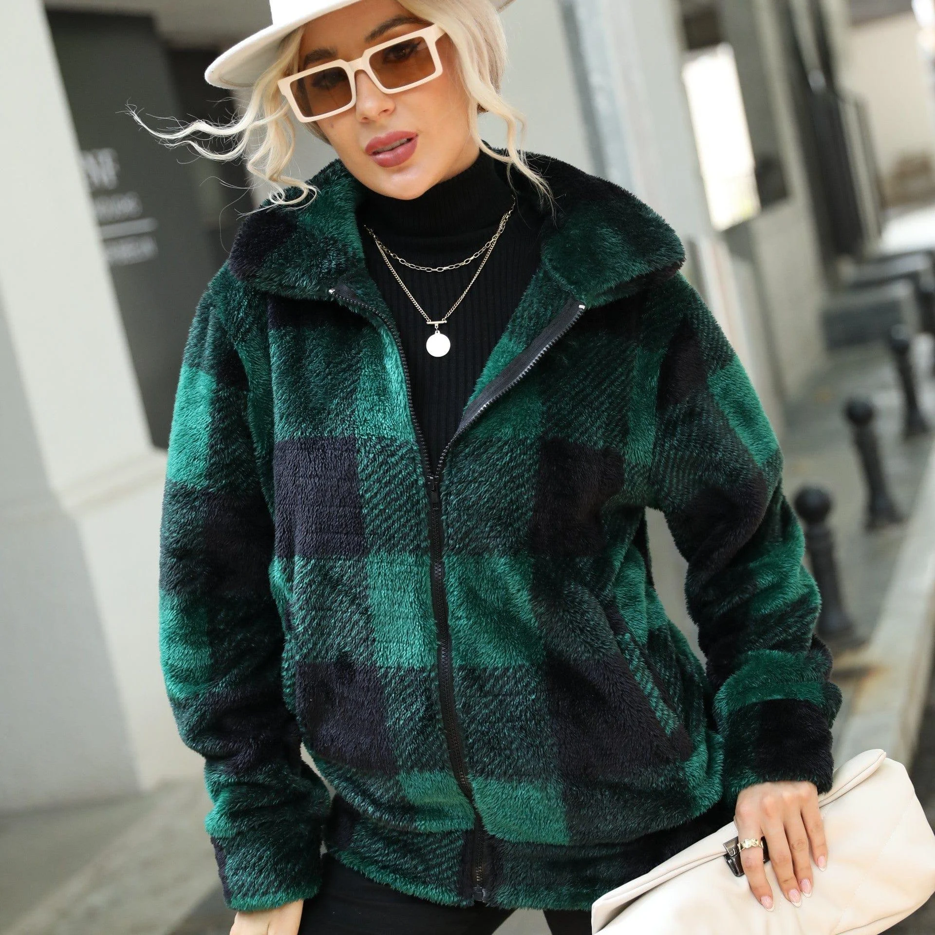 Léa Plaid Fleece Coat - Glova