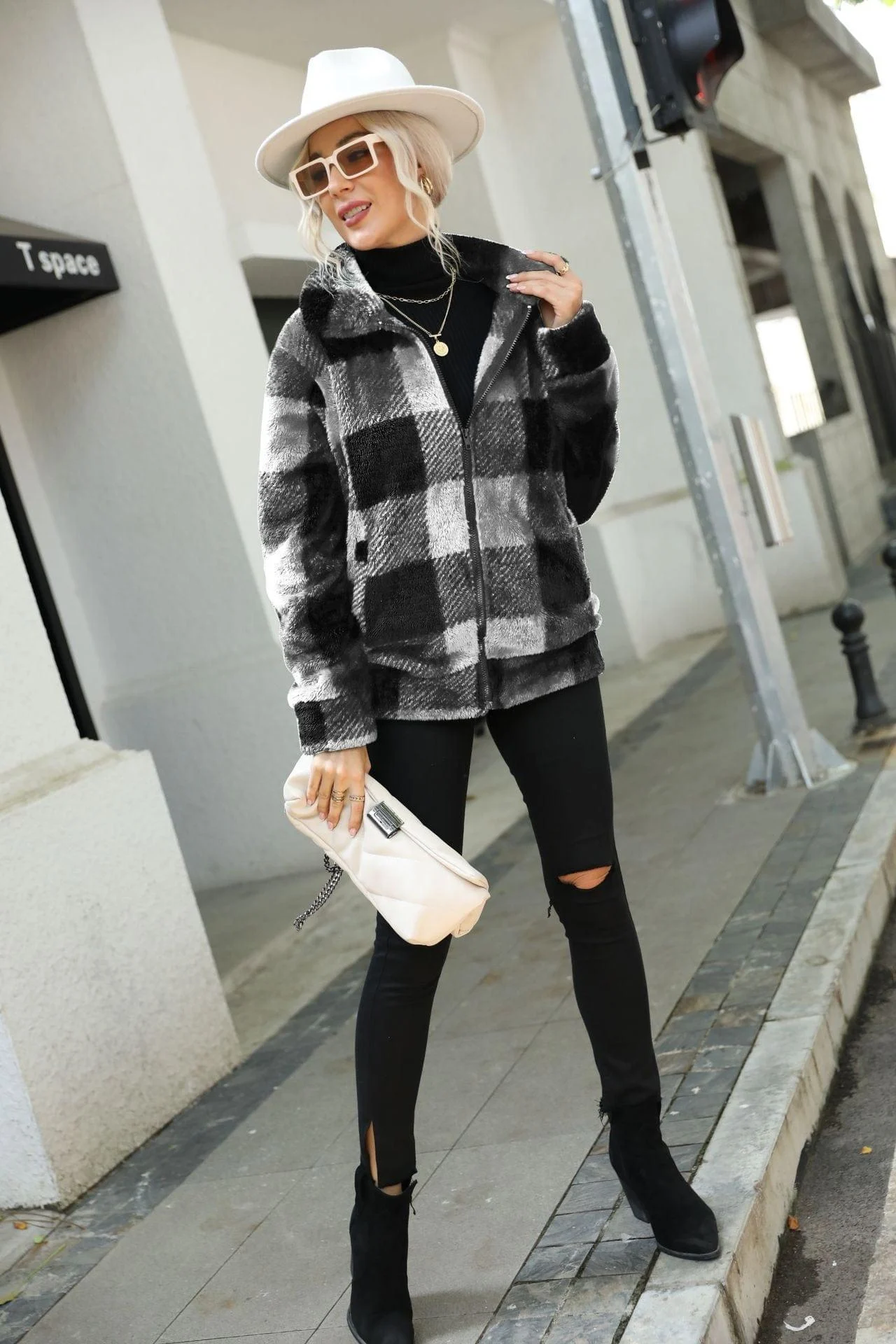 Léa Plaid Fleece Coat - Glova