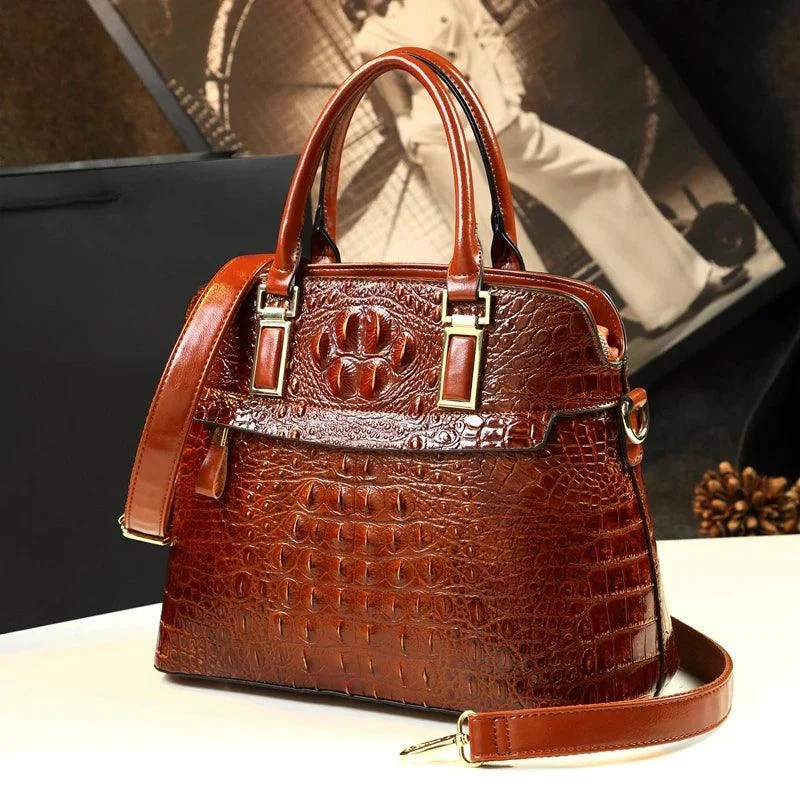 Leather Crocodile Pattern Portable Shell Bags For Women - Glova