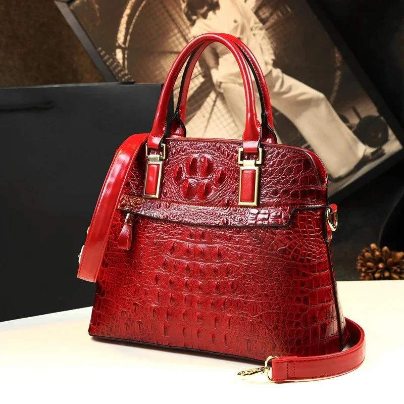 Leather Crocodile Pattern Portable Shell Bags For Women - Glova