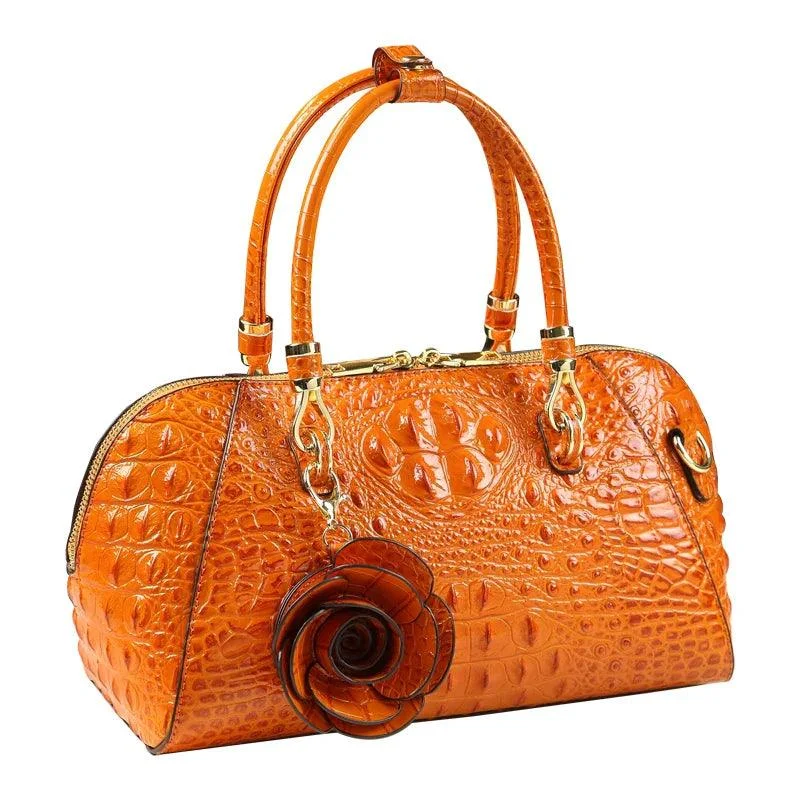 Leather Crocodile Pattern Tassel Portable Pillow Bags - Glova