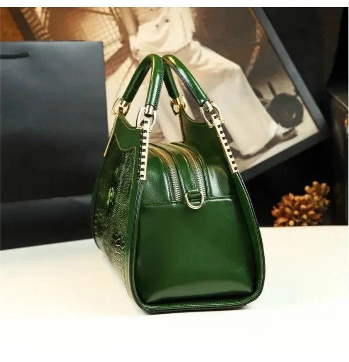 Leather Crocodile Pattern Women Multi-layer Large Bag - Glova