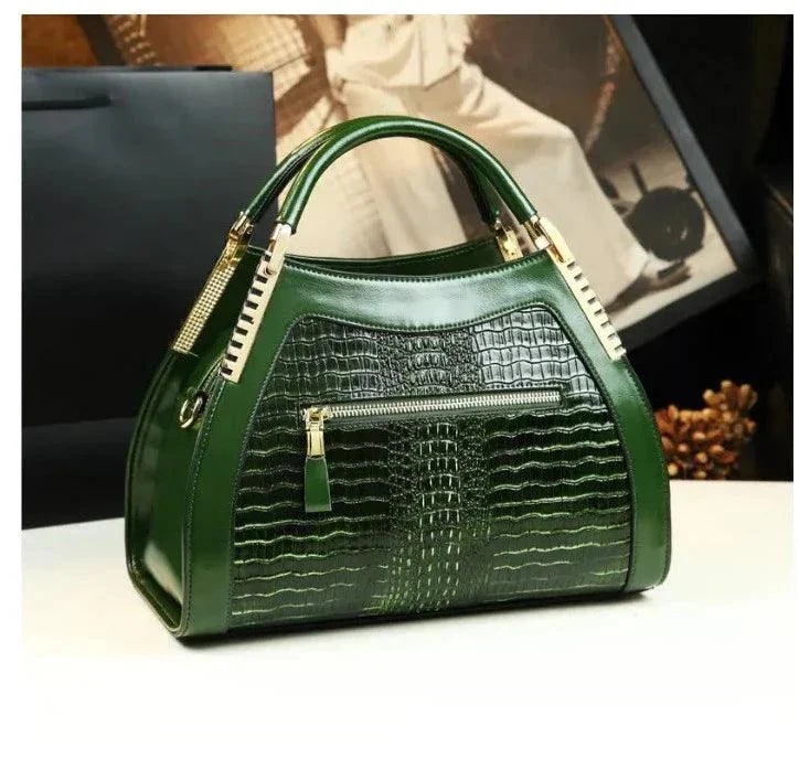 Leather Crocodile Pattern Women Multi-layer Large Bag - Glova