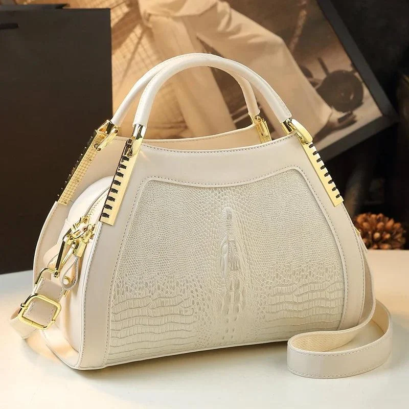 Leather Crocodile Pattern Women Multi-layer Large Bag - Glova