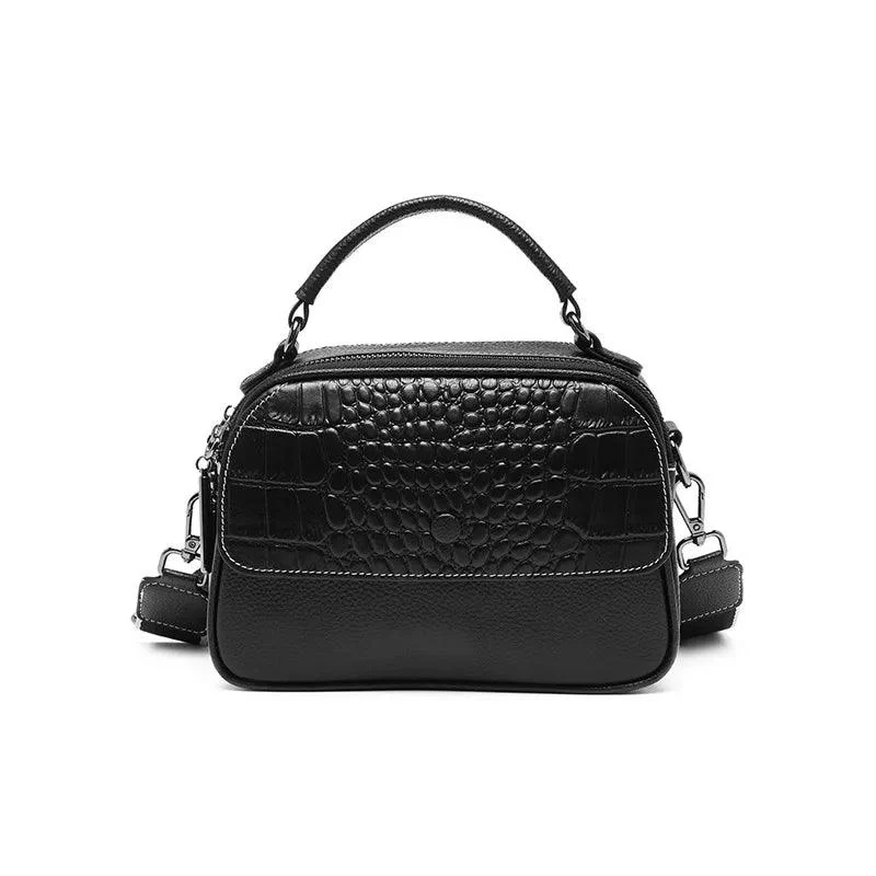 Leather Crossbody Crocodile Pattern Messenger Bag - Glova