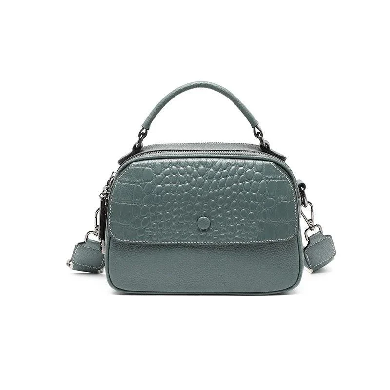 Leather Crossbody Crocodile Pattern Messenger Bag - Glova