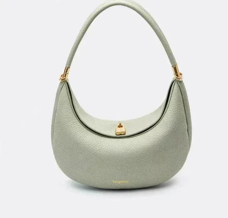 Leather Portable Solid Color Underarm Handbag - Glova