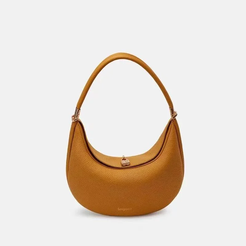 Leather Portable Solid Color Underarm Handbag - Glova