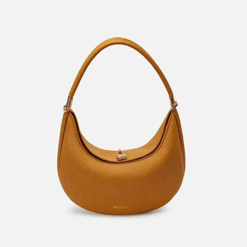 Leather Portable Solid Color Underarm Handbag - Glova