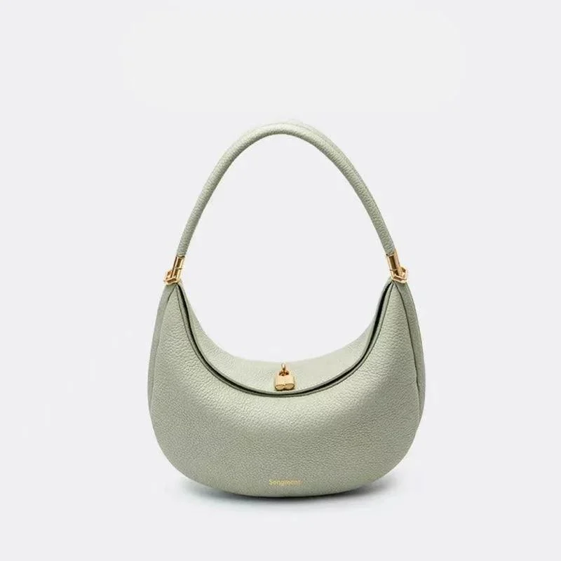 Leather Portable Solid Color Underarm Handbag - Glova