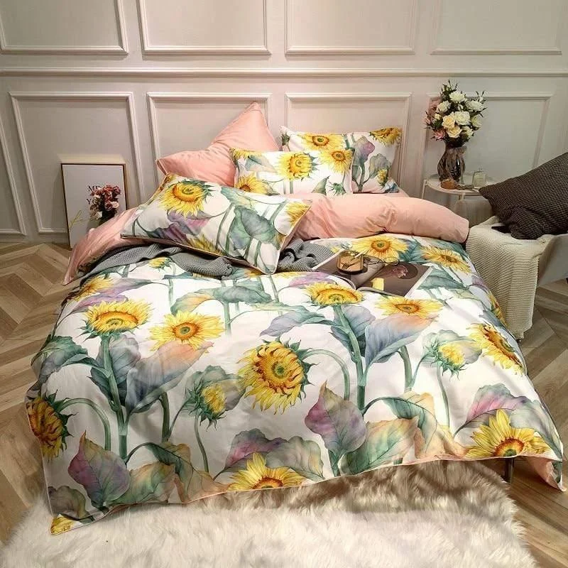 Leave Me in the Sunflowers Cotton Bedding Set - Glova